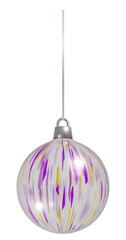 3D Purple and Gold Brushstrokes Christmas Ball Ornament on a String