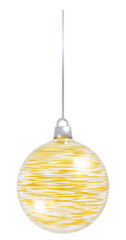 3D Gold and White Striped Christmas Ball Ornament on a String