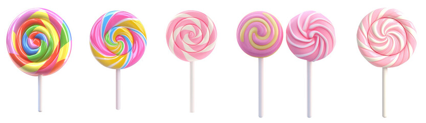A row of colorful lollipops with a png transparent