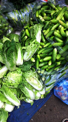 fresh vegetables on market stall