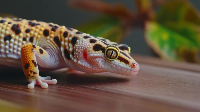 Close-up of a Leopard Gecko's Textured Skin and Captivating Eyes