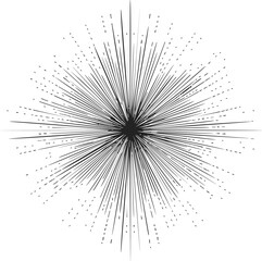 Obraz premium Starburst sketch hand drawn radial explosion with dynamic rays. Vector illustration