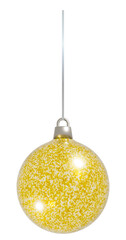 3D Gold Glitter Speckled Christmas Ball Ornament on a String