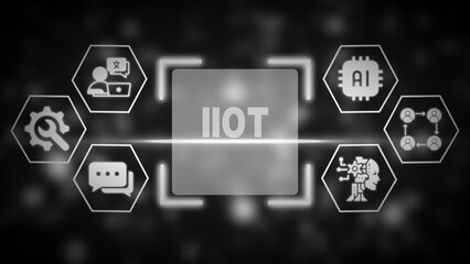 Industrial Internet of Things I O T concept with A I and network icons IIOT technology