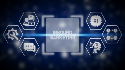 Inbound marketing concept with icons for A I machine learning and customer engagement marketing strategy
