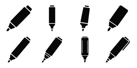 marker silhouette simple icon set