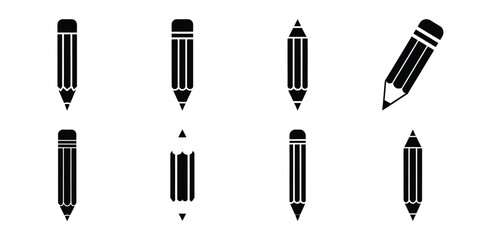 pencil silhouette simple icon set