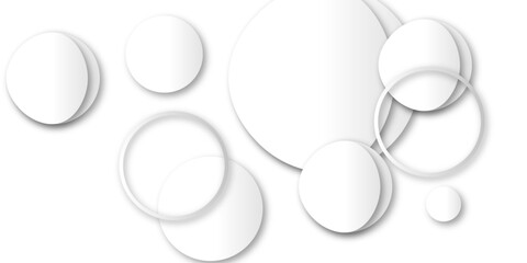 Abstract White Circles on a Minimalist Background. White adhesive stickers.. Blank templates of price tags. Empty mockup paper circles.  Glowing circle lines design.Suit for poster, banner, cover etc
