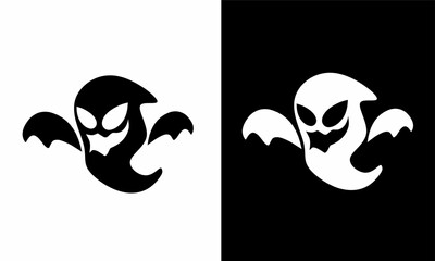 Ghost Silhouette Black and White Halloween Vector Design