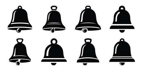 school bell silhouette icon set