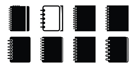 spiral notebook silhouette icon set