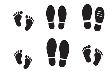 Minimal Black Vector Foot Silhouettes for Trail, Safety, and Guide Signs