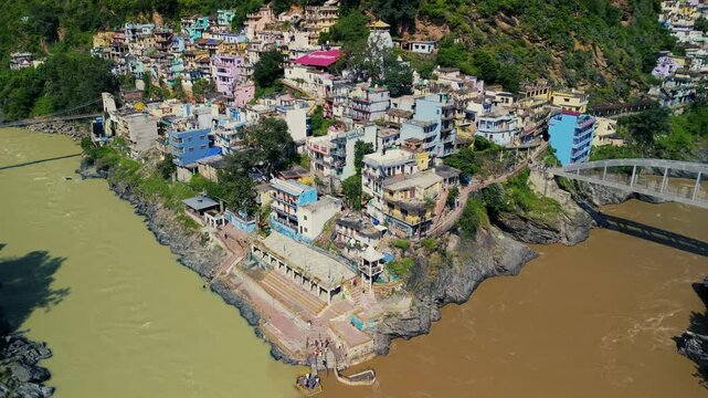 Devprayag confluence of Bhagirathi and Alakhnanda River in Uttarakhand