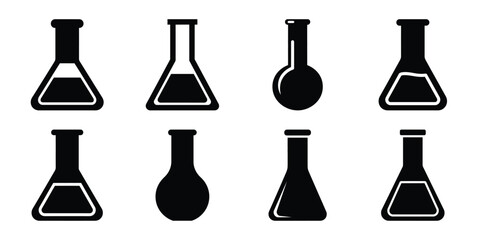 lab flask silhouette icon set