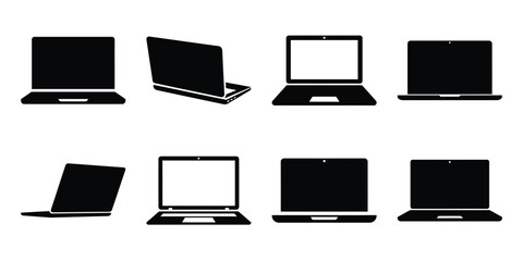 laptop silhouette simple icon set