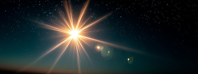 Fototapeta premium Bright shining star in a starry night sky background