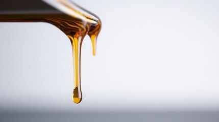 macro shot of fresh engine oil dripping, minimalistic white background, high detail, soft gradient lighting, technical concept