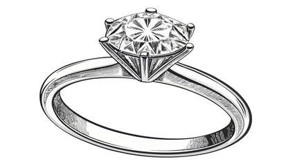 Stunning diamond engagement ring illustration, perfect for jewelry store marketing and wedding themes, conveying timeless elegance and commitment originally vector