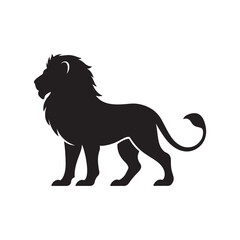 Elegant Lion Silhouette in Side View