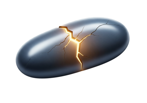 Stone cracked glowing with internal light energy transparent background png