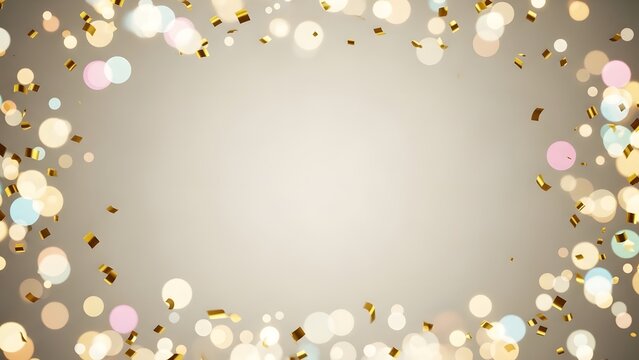 Elegant bokeh lights frame on neutral background for celebrations and festive occasions - Powered by Adobe