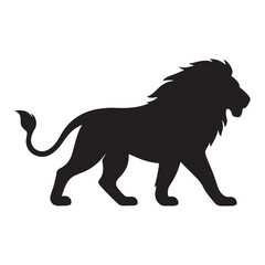 Walking Lion Silhouette in Profile