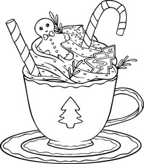 Christmas hot drink with decorations