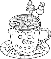 Christmas hot drink with decorations