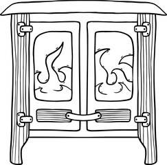 Fireplace with decorations, cozy winter time