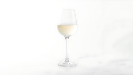 stemware. Elegant white wine glass placed simply on a clean table, capturing refined sophistication. bar promotions, beverage menus, designed for food & beverage menus and cafe branding.