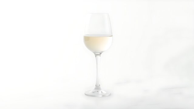stemware. Elegant white wine glass placed simply on a clean table, capturing refined sophistication. bar promotions, beverage menus, designed for food & beverage menus and cafe branding.