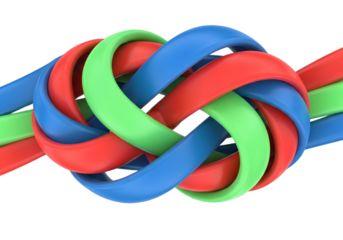 Knot intertwined ribbon connection unity concept transparent background png