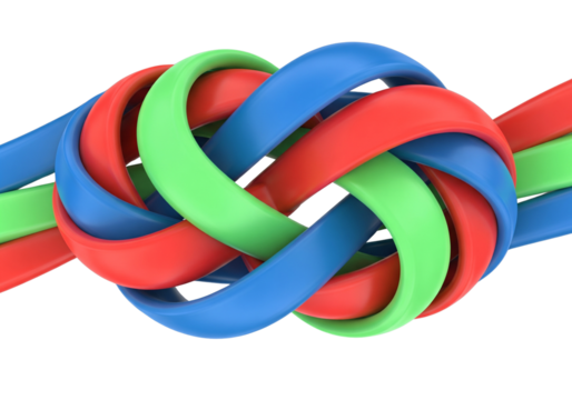 Knot intertwined ribbon connection unity concept transparent background png