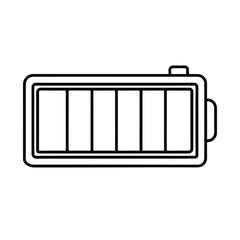 Black vector illustration set of battery and barcode symbols for business technology sale design