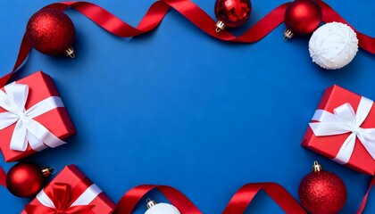 christmas background with red ribbon