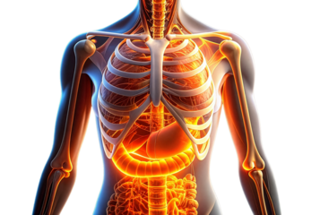 Female Digestive System Highlighted in 3D Anatomy Scan