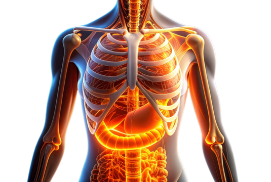 Female Digestive System Highlighted in 3D Anatomy Scan