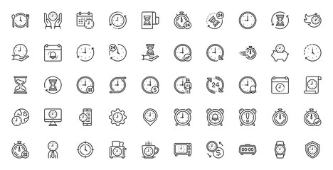 Set of Time and Clock vector. Lunch Time, Calendar, Sandglass, Timer icon. 
