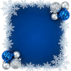 Shiny blue Christmas holiday background featuring festive winter ornaments with snowflakes and stars for a merry celebration greeting card design