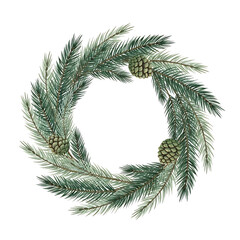 christmas wreath on white background