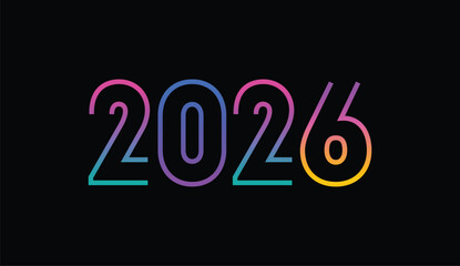 2026 New Year Template on black background.  Modern 2026 year Template. New Year 2026 Social media post template
