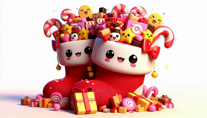 Kawaii stockings overflowing with sweets