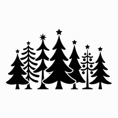 Fototapeta premium A symmetrical arrangement of stylized Christmas trees forms a silhouette