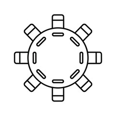 Obraz premium Round Meeting Table with 8 Chairs, Top View Line Icon