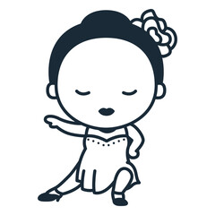 Cute argentinian woman dancing tango character stroke