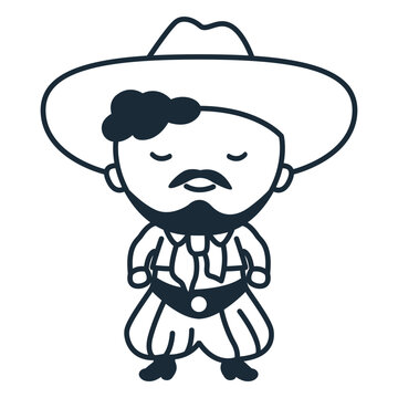 Cute argentinian man dancing character stroke