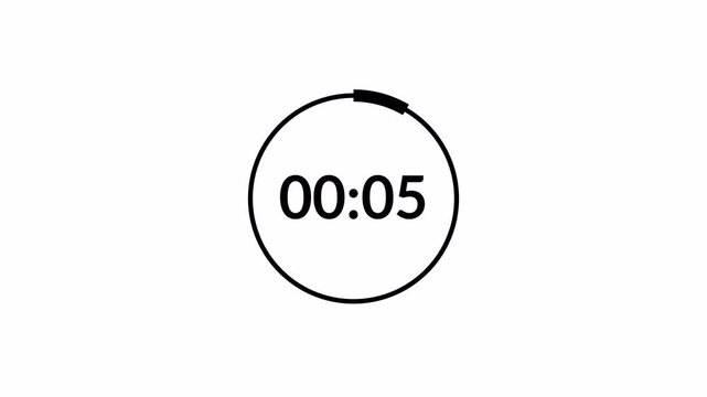 One minute countdown animation 0 from seconds to 60 second with alpha channel, 1 minute countdown timer on transparent background, one minute countdown video.