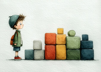 boy playing with blocks