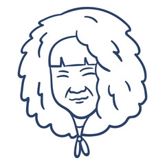 Eskimo old woman face stroke