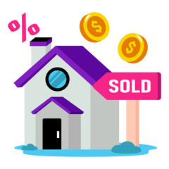 Creative design icon of home sold board